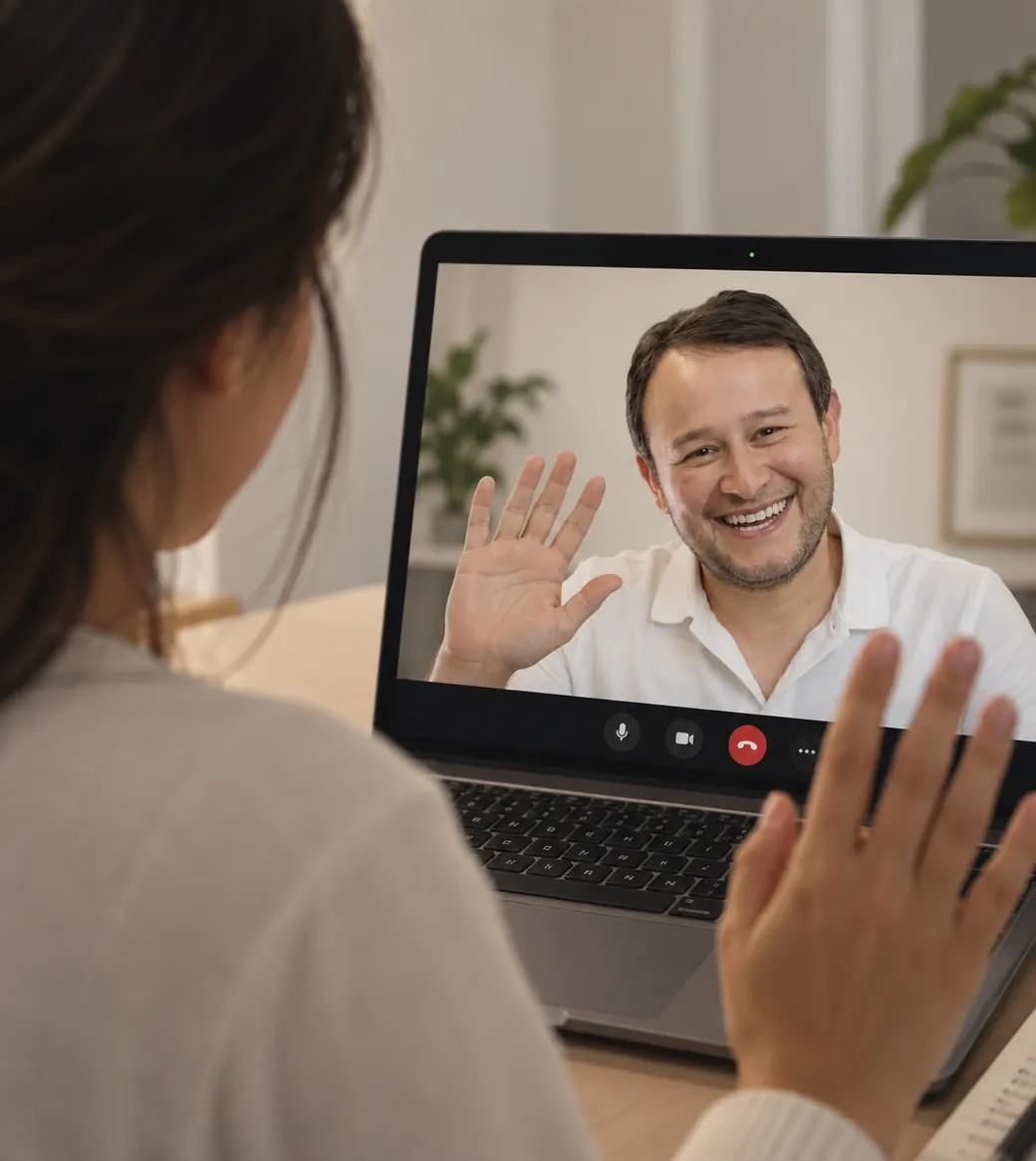 Asesora de Libertat en una videollamada uno a uno